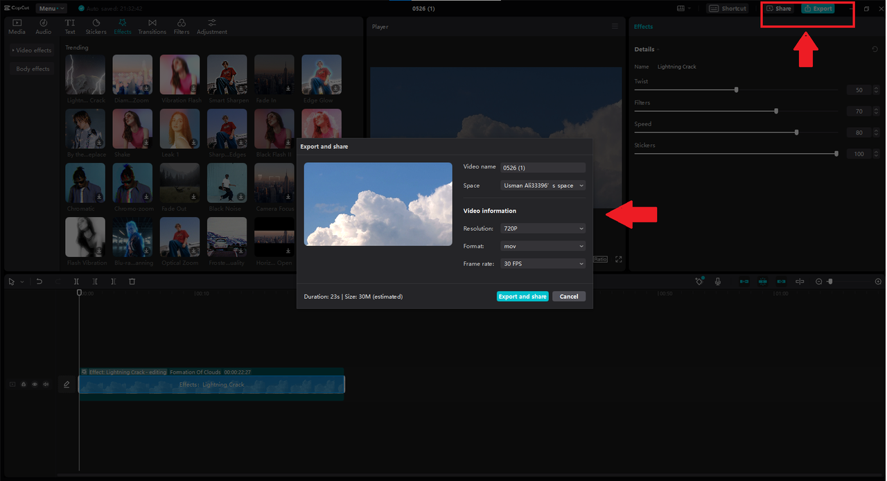 Exporting AI-edited video on social media platforms using CapCut desktop video editor