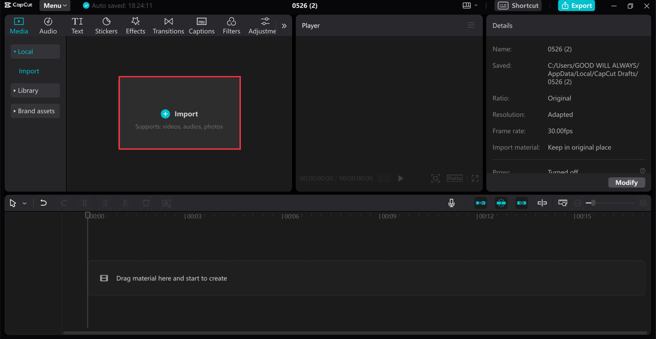 Importing media from your PC to the CapCut desktop video editor