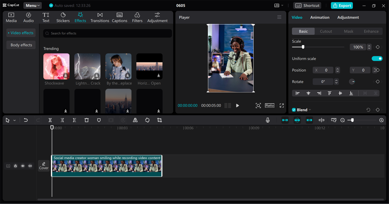 Interface of CapCut desktop video editor 