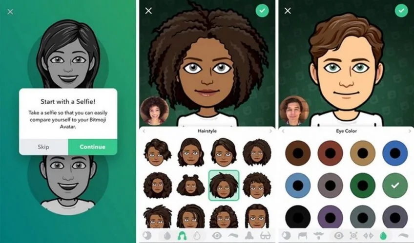 Interface of Bitmoji to design your stickers free