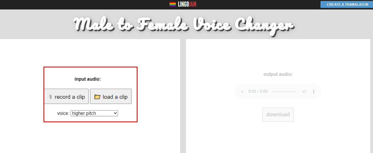 LingoJam transforms female voices into males online
