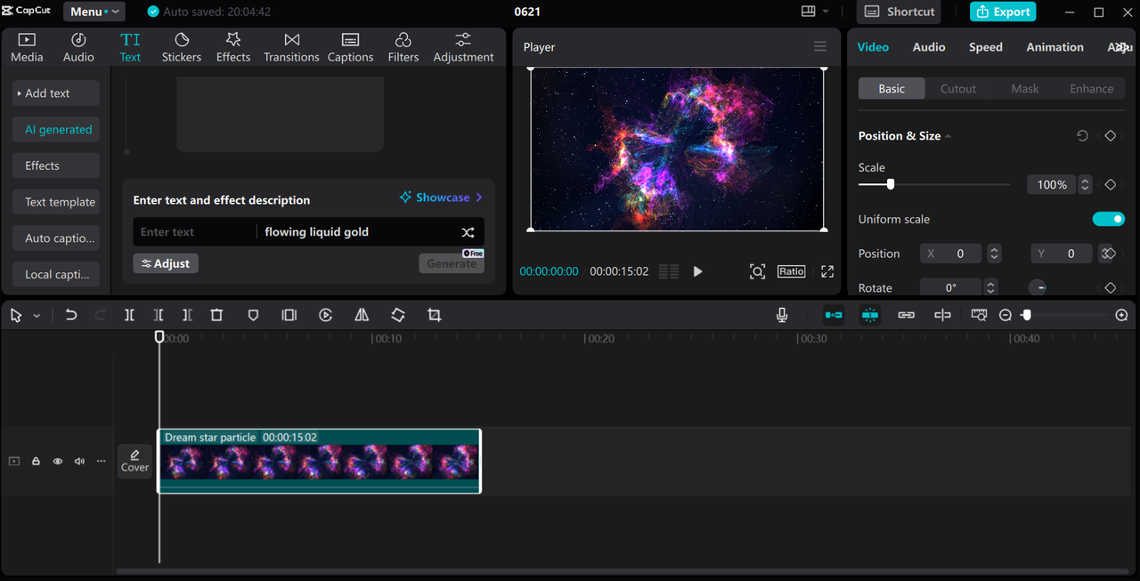 Interface of CapCut desktop video editor - the best AI voice generator