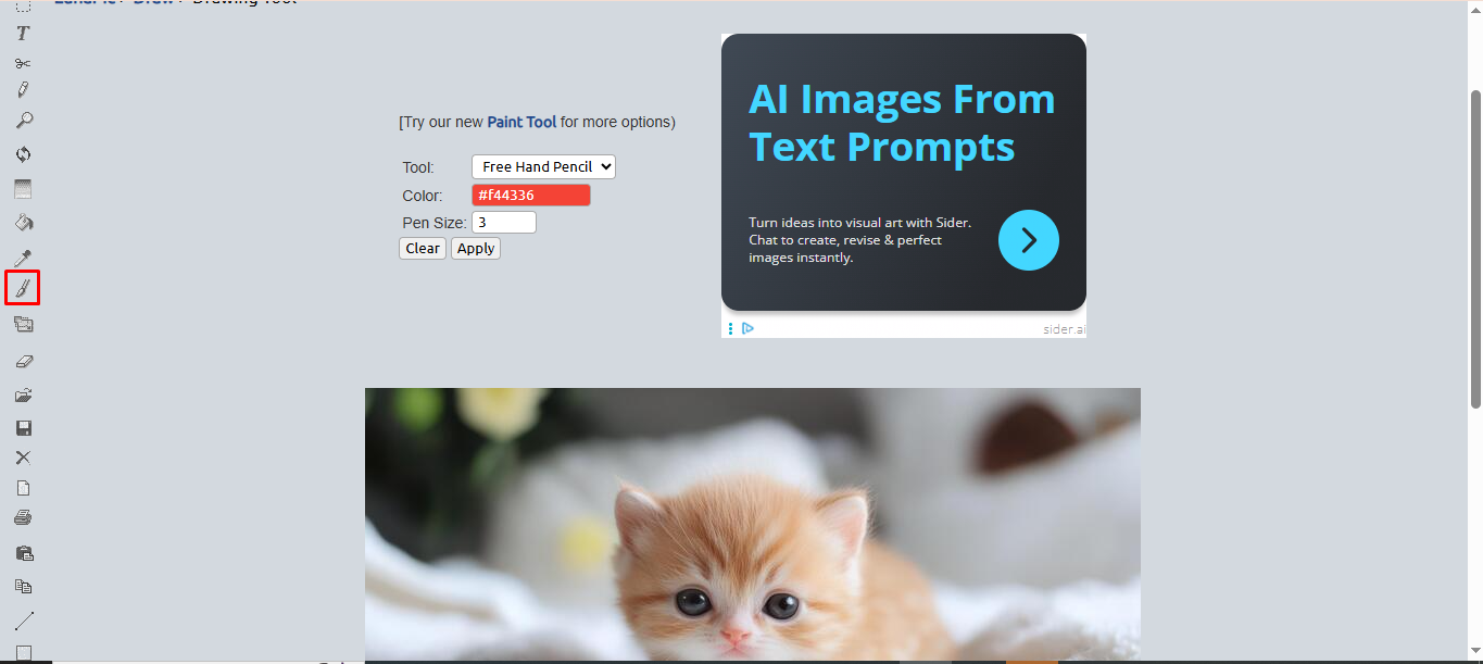 Using the brush tool in LunaPic photo editor