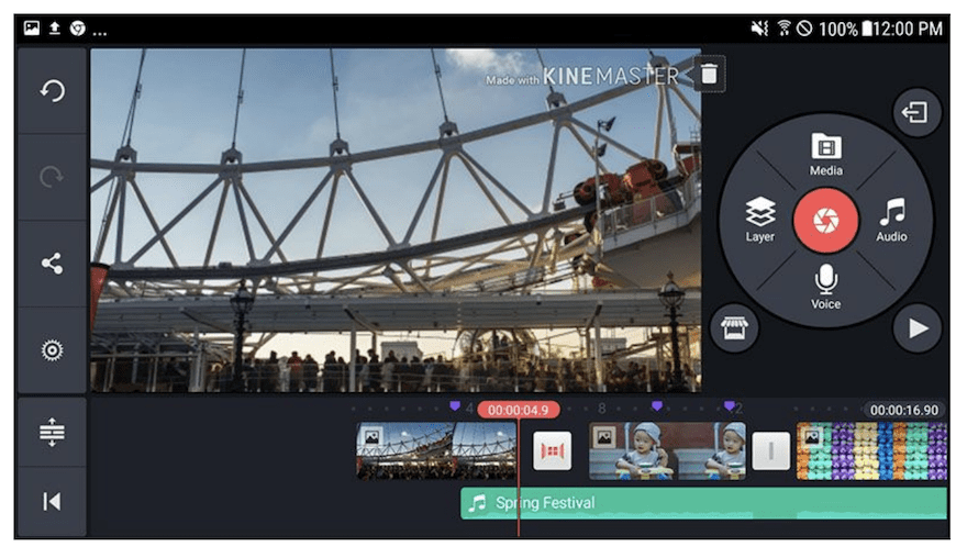 Interface of KineMaster mobile app