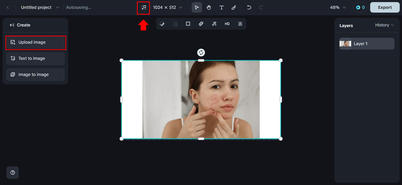 The "Upload image" button on 即梦AI