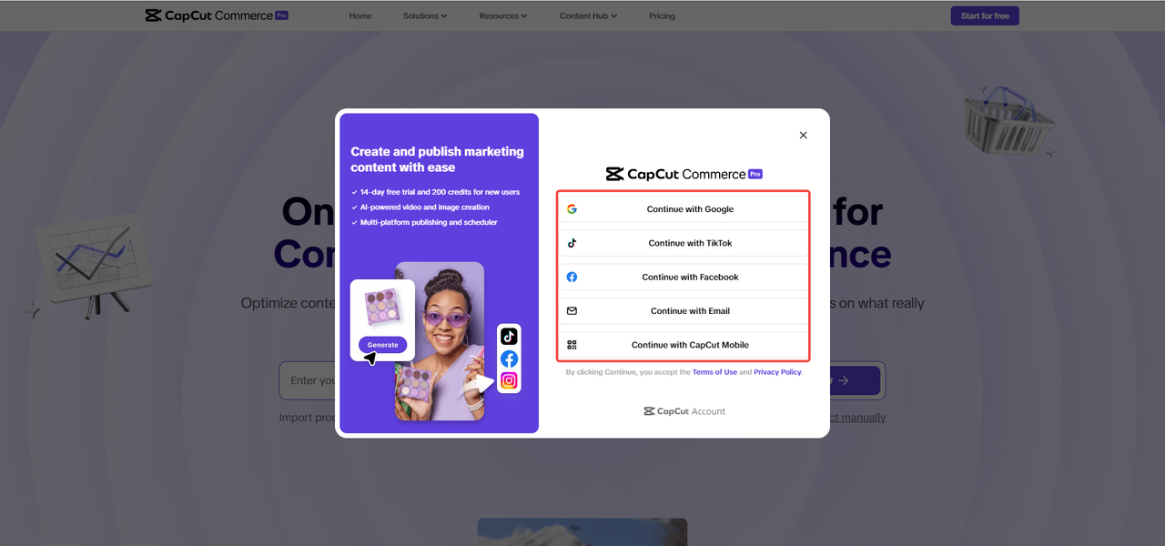 Sign up to Pippit