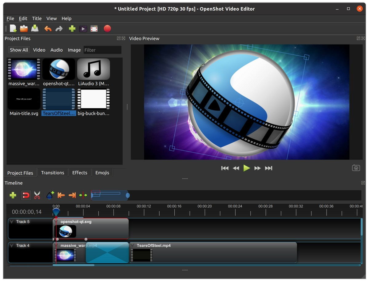 Interface of OpenShot - the perfect open-source alternative to Filmora