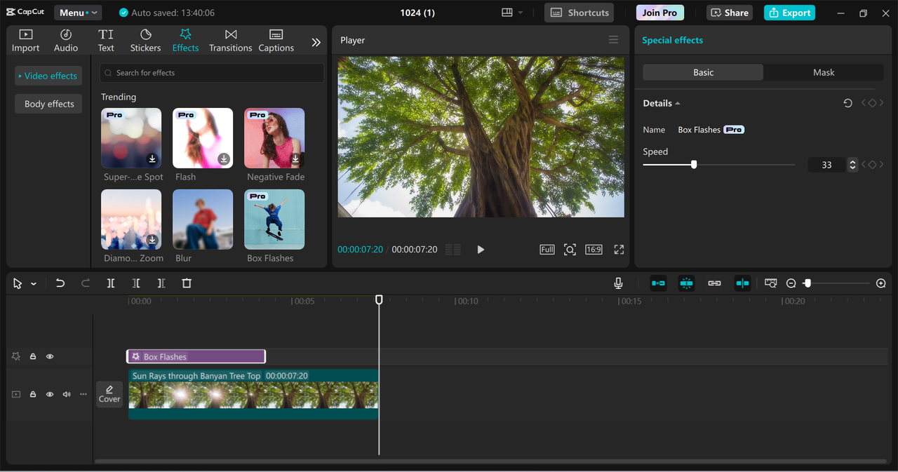 Editing interface CapCut desktop video editor - a perfect tool to enhance dolly zoom shot