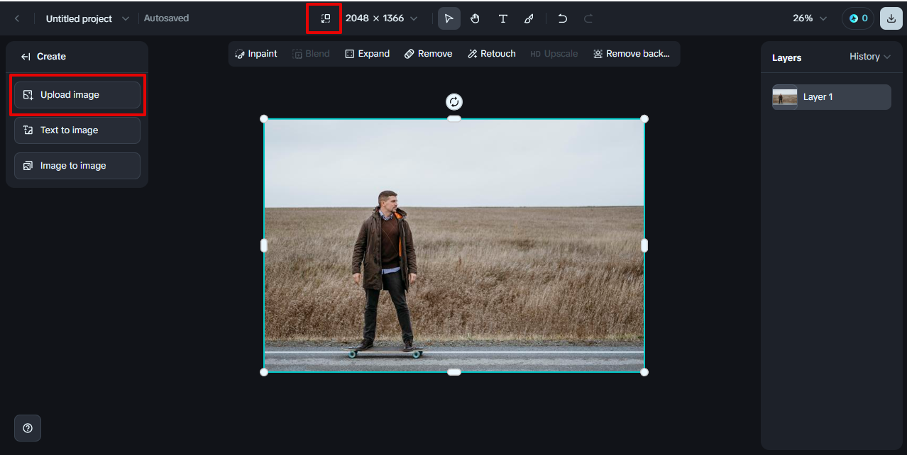 uploading image to remove background in Dreamina