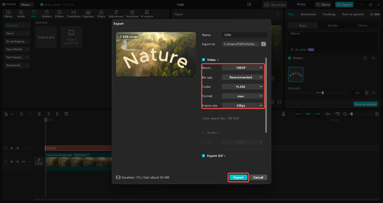 Export and share