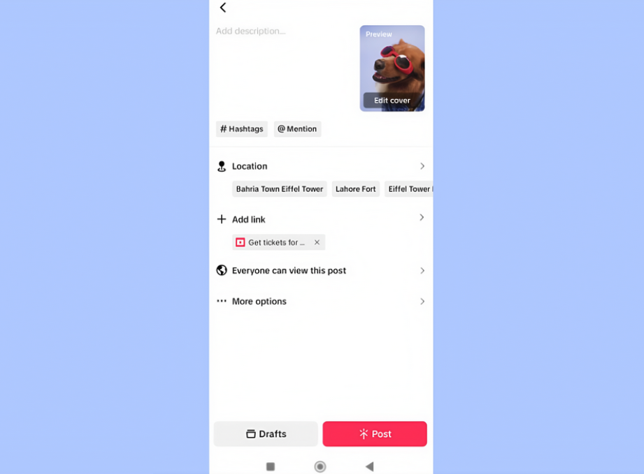 Post TikTok video