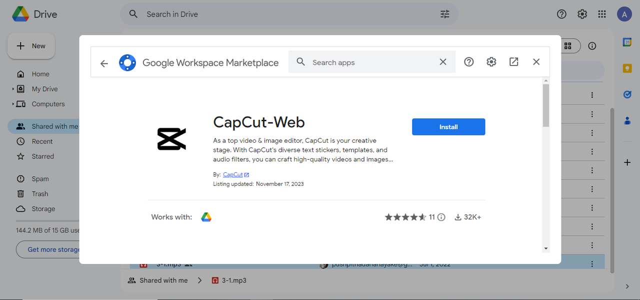 CapCut web extension option