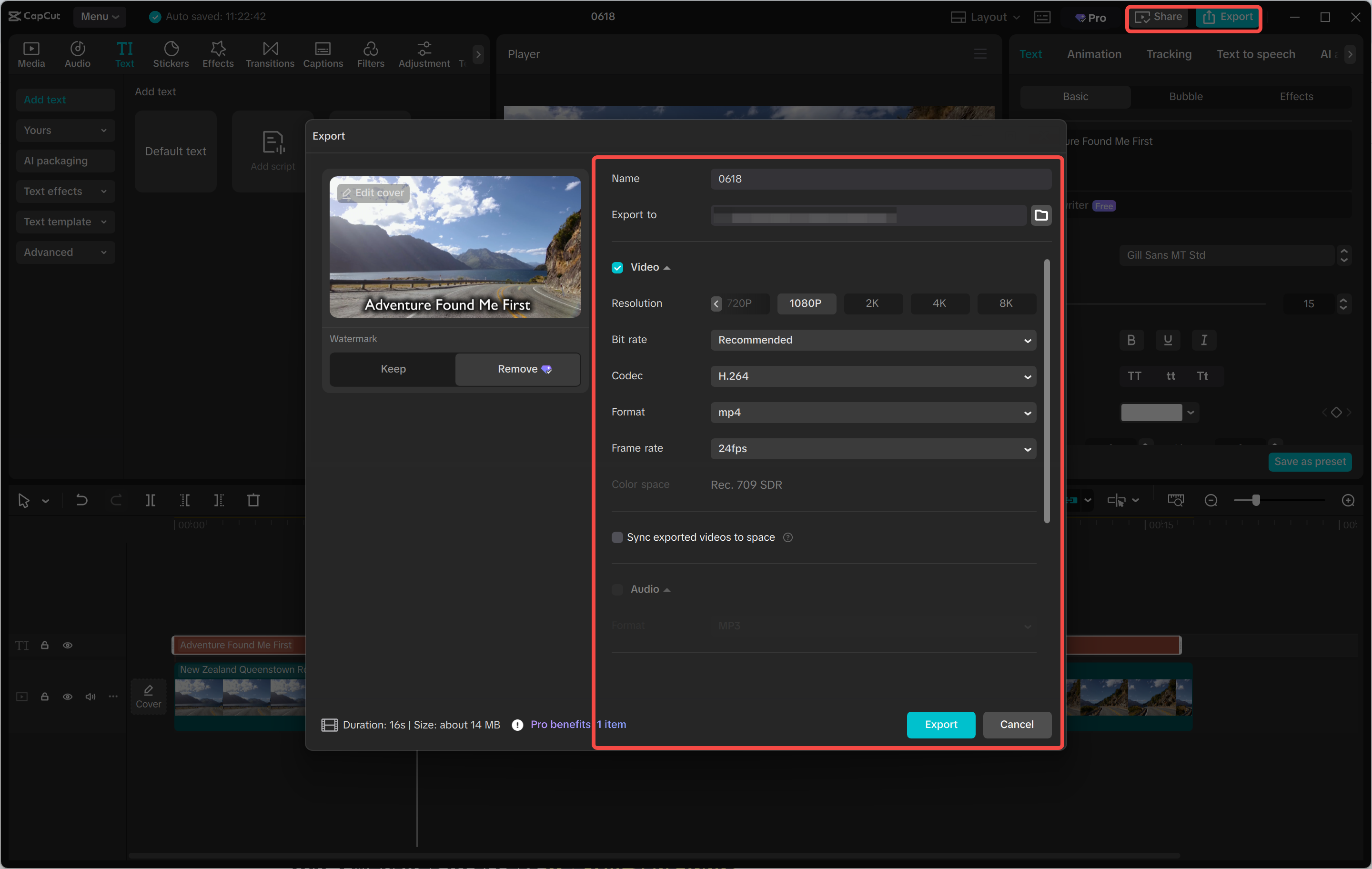 Xuất video cuối cùng từ trình CapCut chỉnh sửa video trên máy tính để bàn