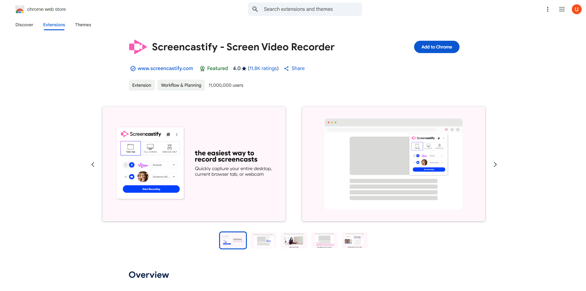 Screencastifyのインターフェース-無料でScreencastify Chrome拡張機能をダウンロードする