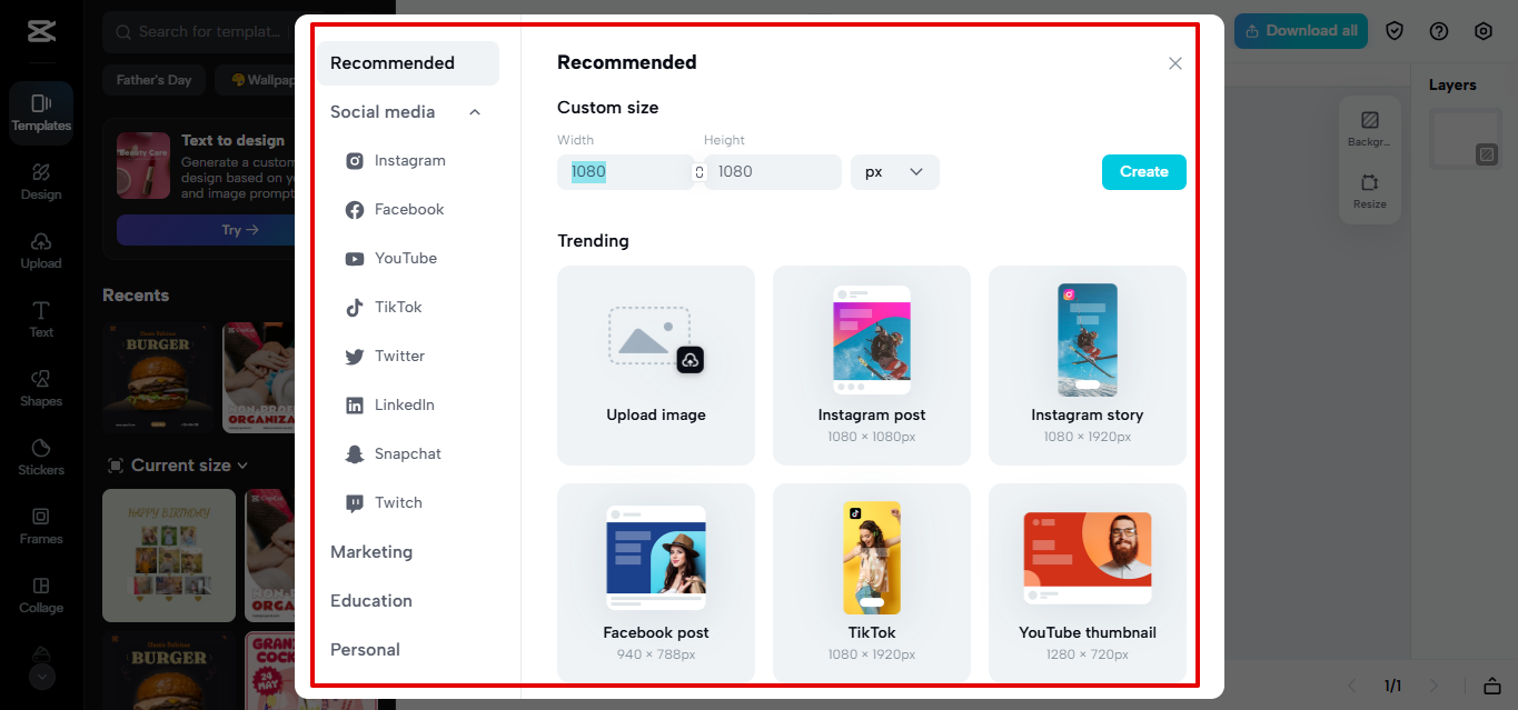 Abriendo el editor de imágenes en CapCut Web