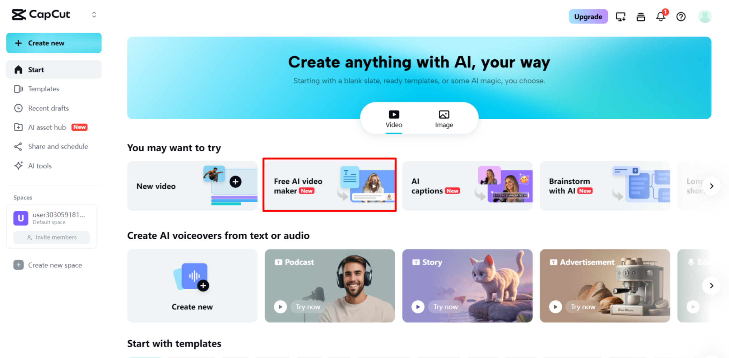 Πρόσβαση στο εργαλείο δημιουργίας βίντεο AI στο CapCut Web