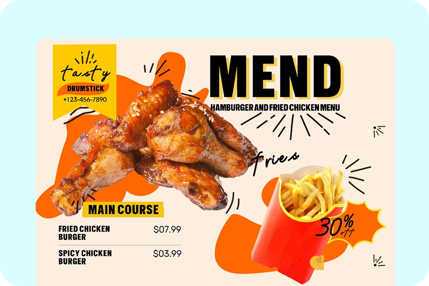 Design seasonal menus for holidays or festivals