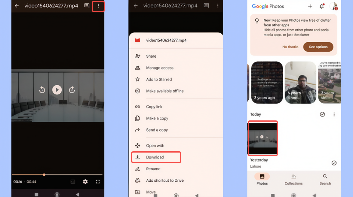 Baixando a gravação do Zoom do link compartilhado no celular