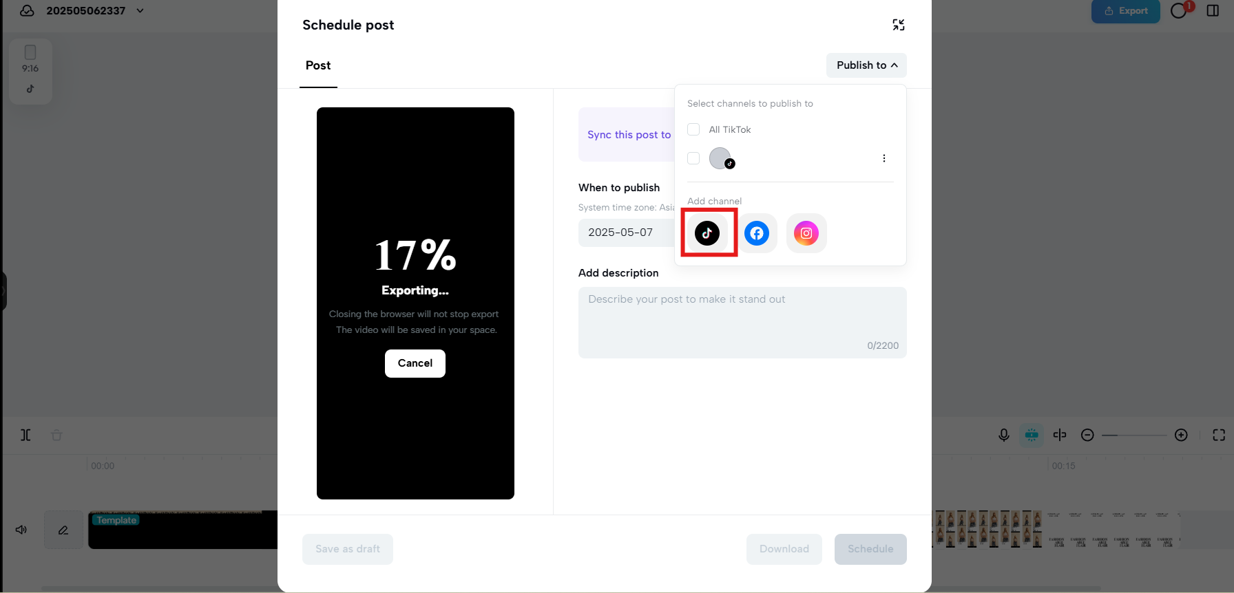 Direct TikTok sharing capabilities