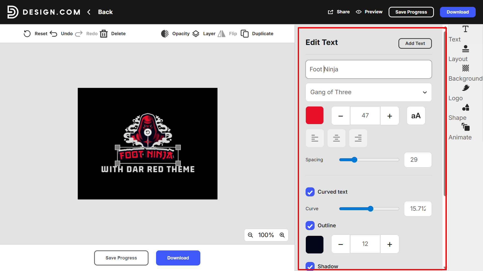 Customizing your logo using Design
