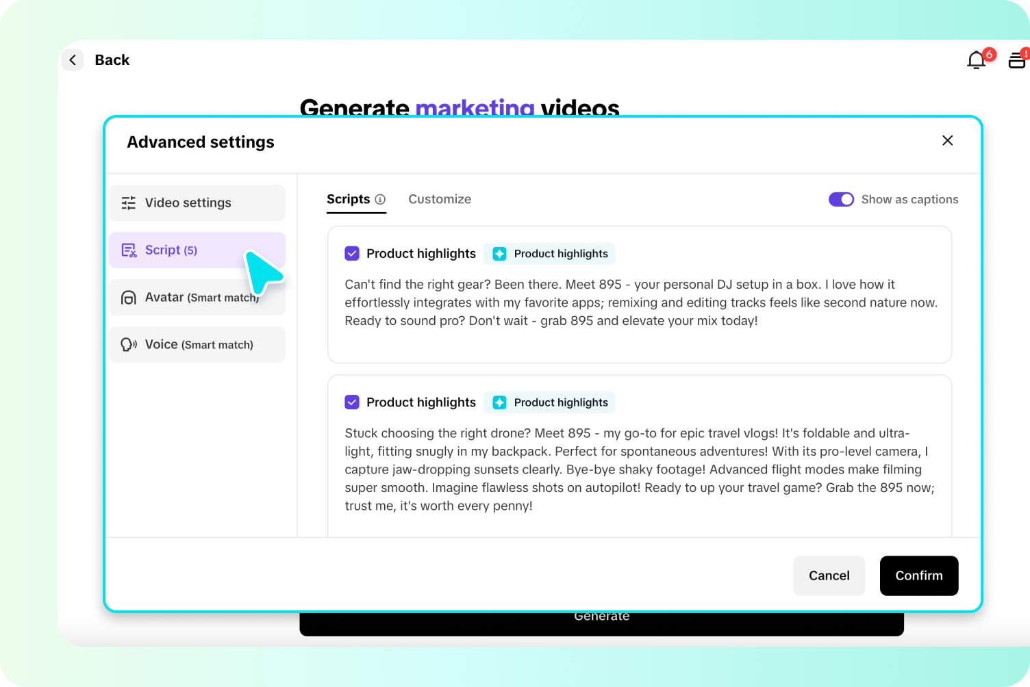 Gere scripts e aprimore seu vídeo