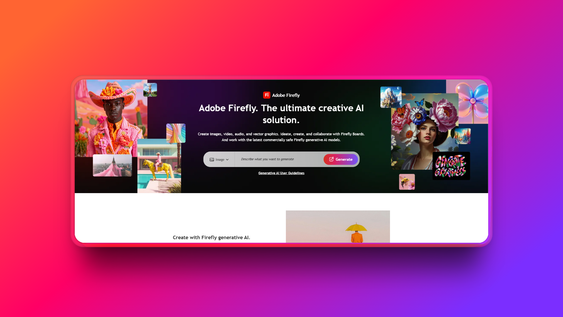 Site oficial do Adobe Firefly