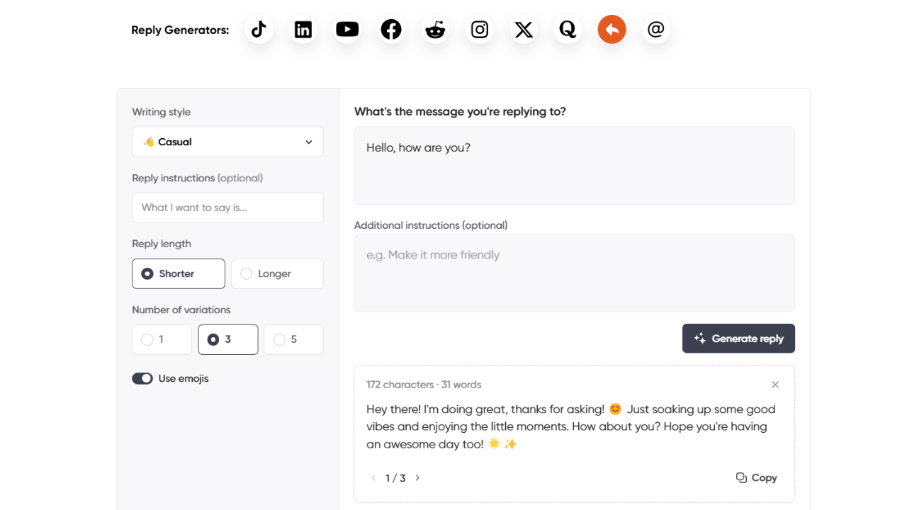 Planable AI reply generator