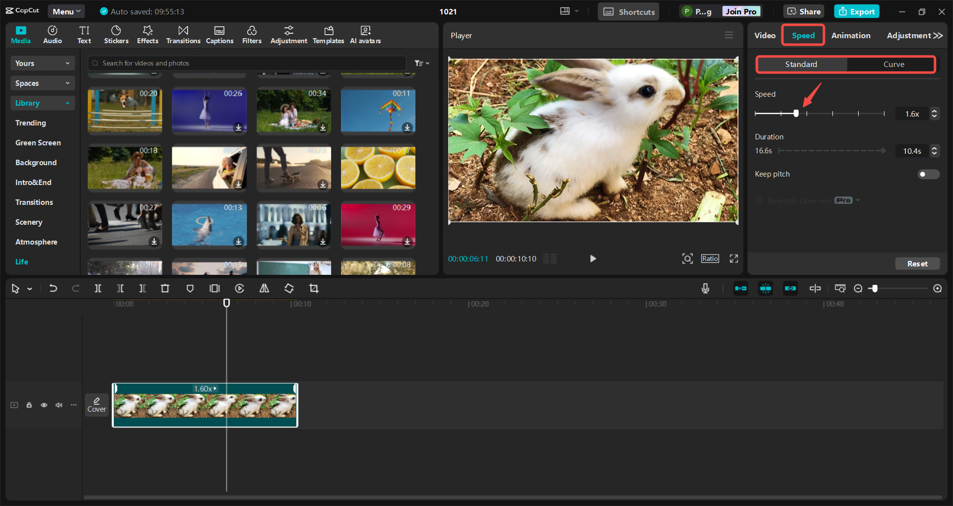 Tăng tốc hoặc làm chậm video trong CapCut