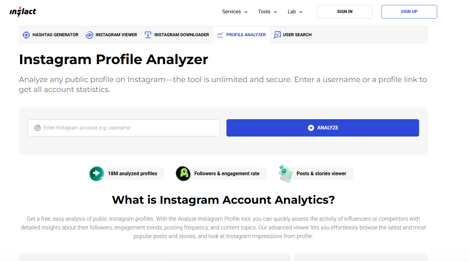 Inflact Instagram profile analyzer