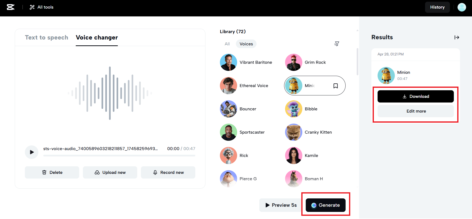 Generate and download