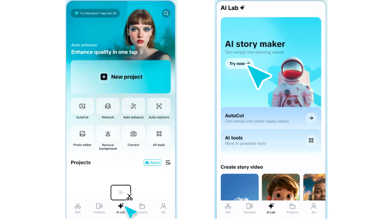 Application CapCut AI générateur d'histoires