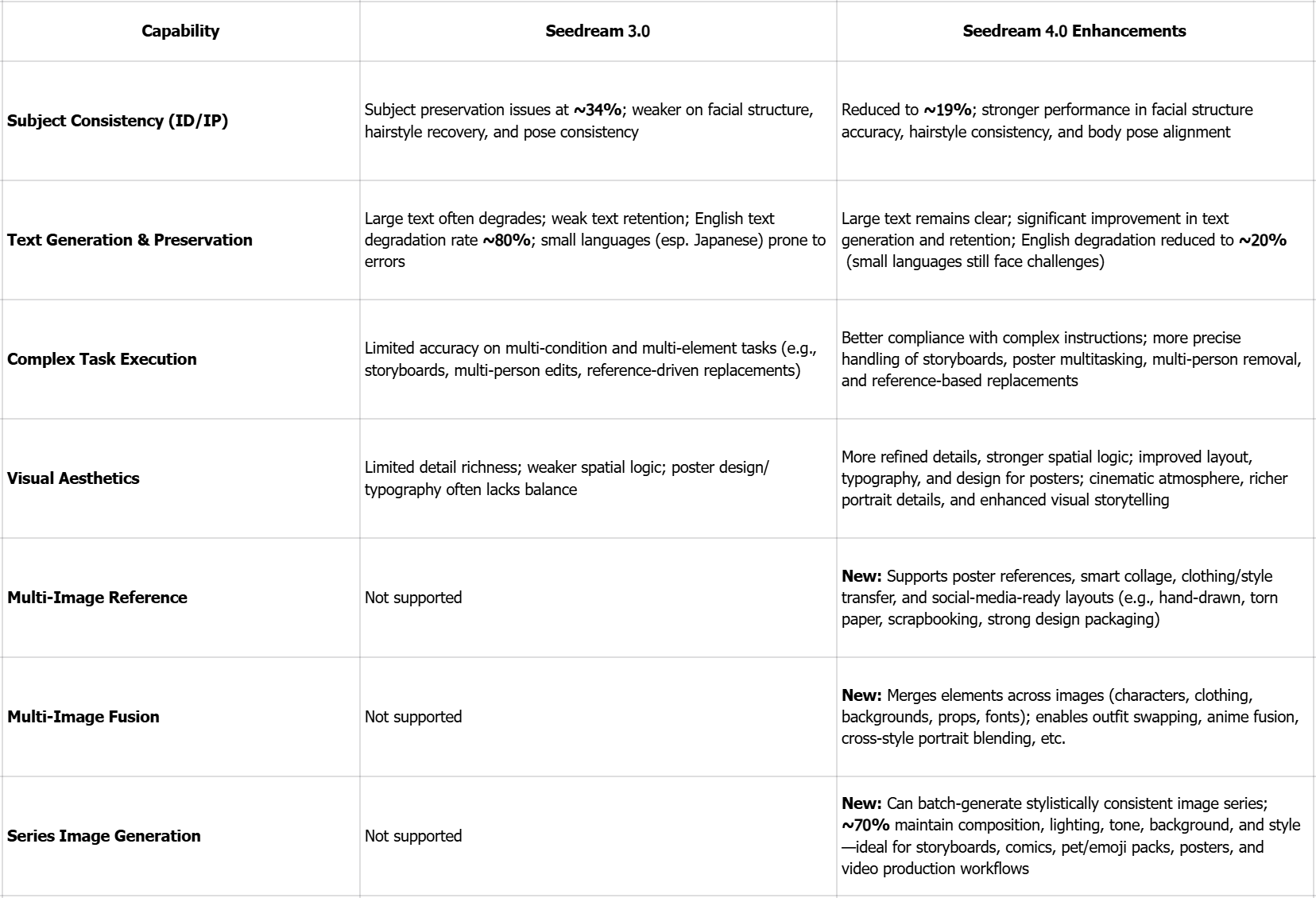 Seedream 3.0 vs Seedream 4.0: Core capability comparison