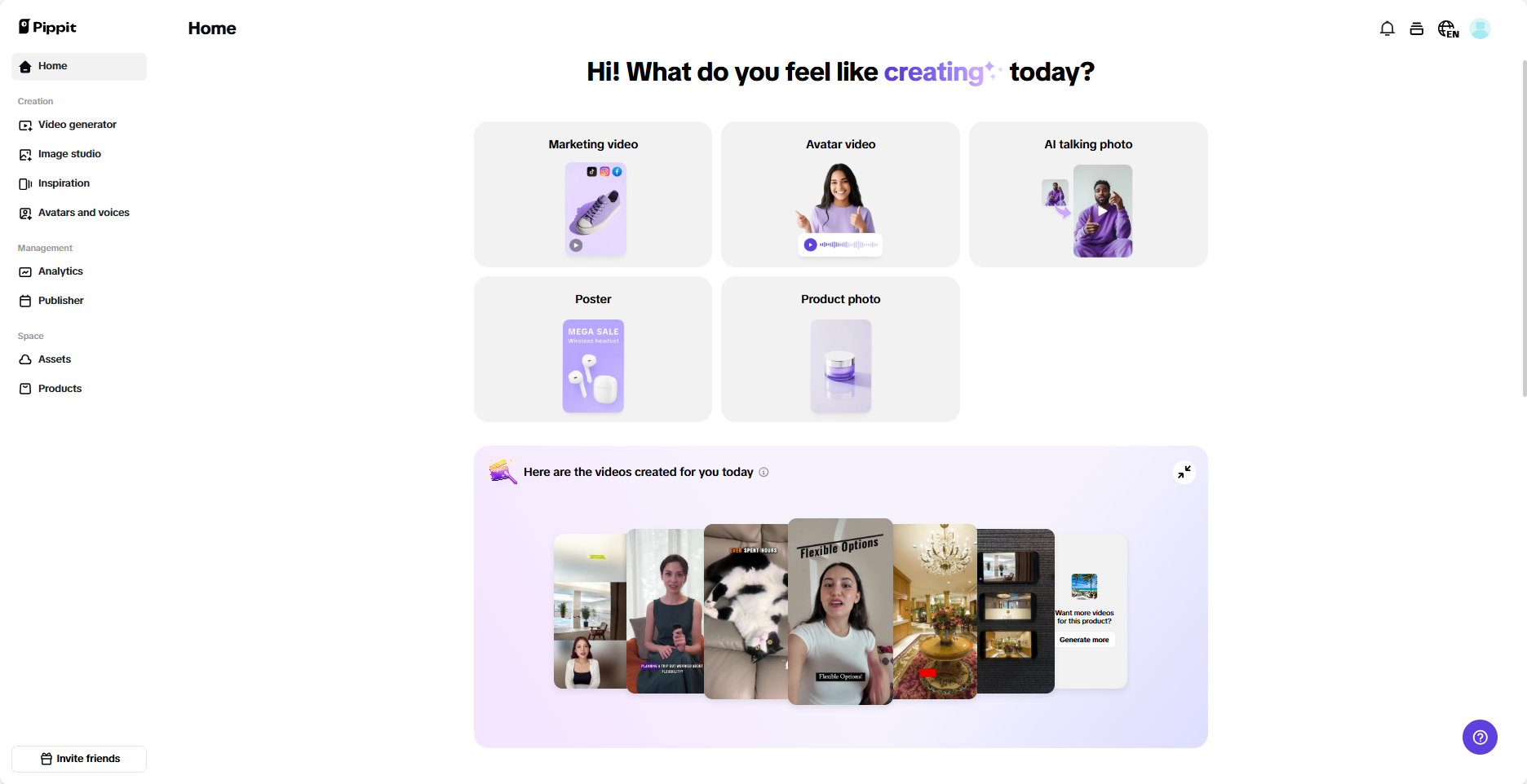 Pippit's interface