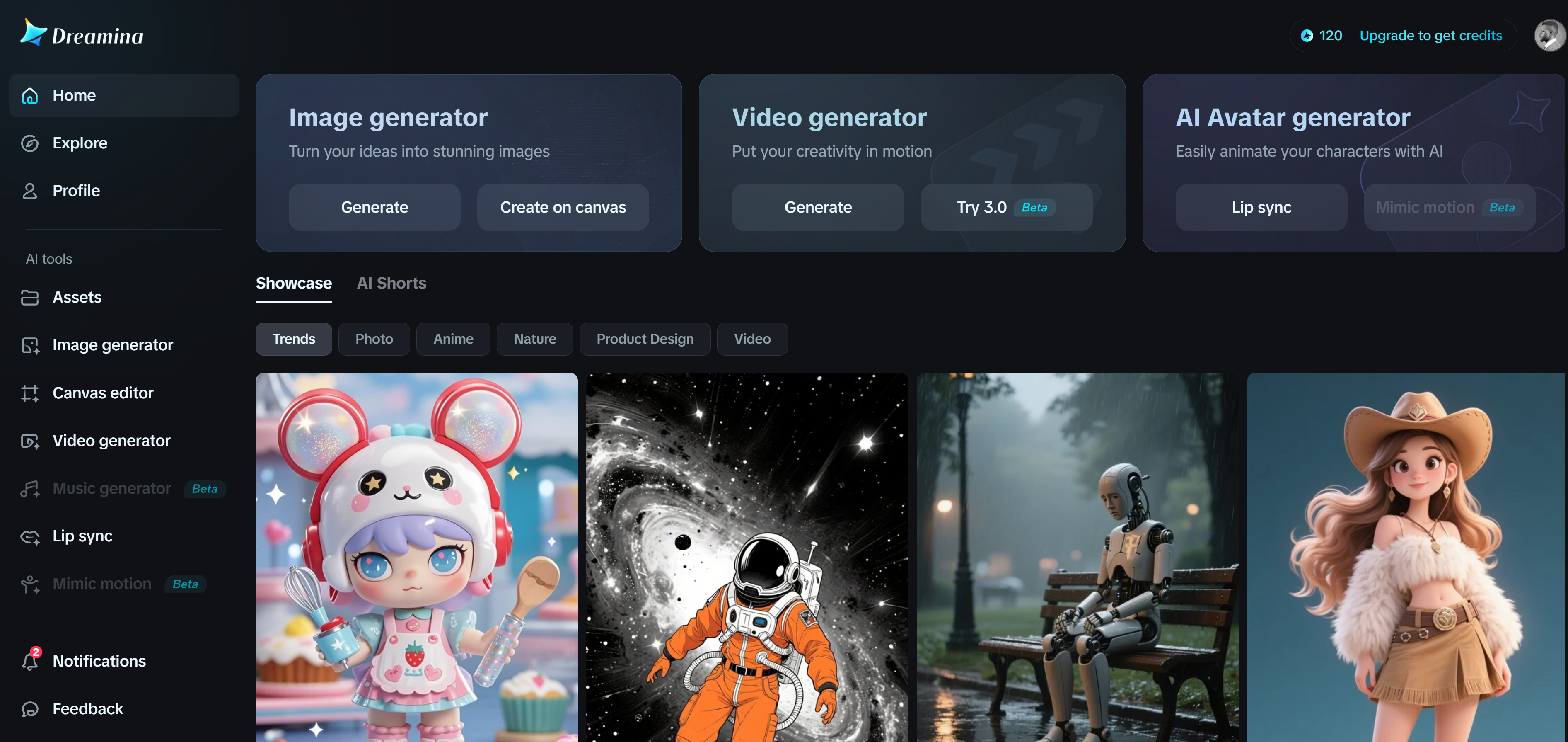 Dreamina homepage