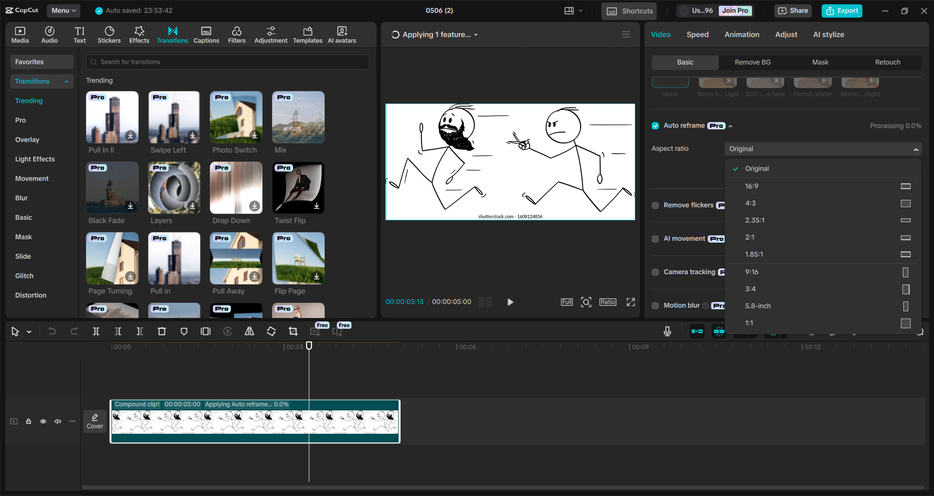 Schnittstelle des CapCut Desktop-Video-Editors - eine benutzerfreundliche Möglichkeit, Videos mit Animationen zu versehen