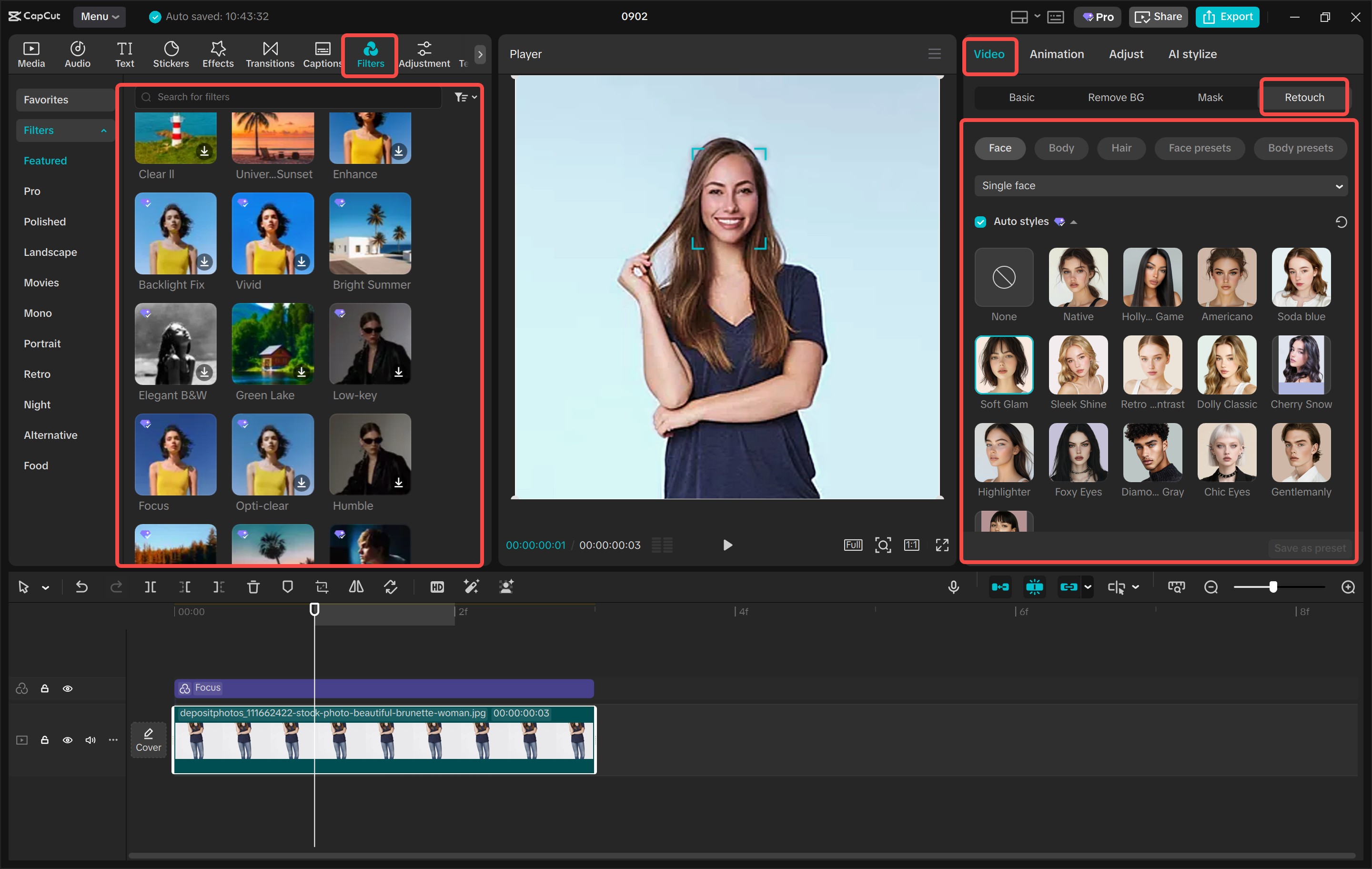 Editing the picture in the CapCut desktop video editor