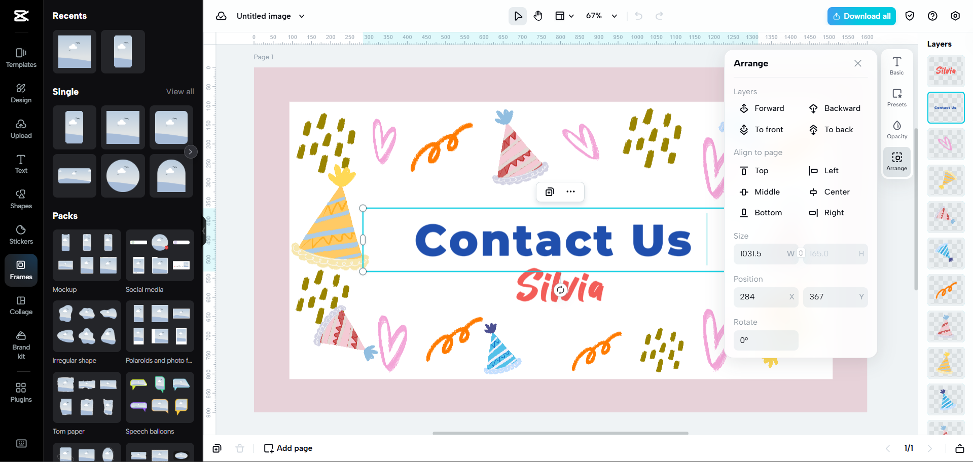 Interface of CapCut Web - an easy way to customize business card templates