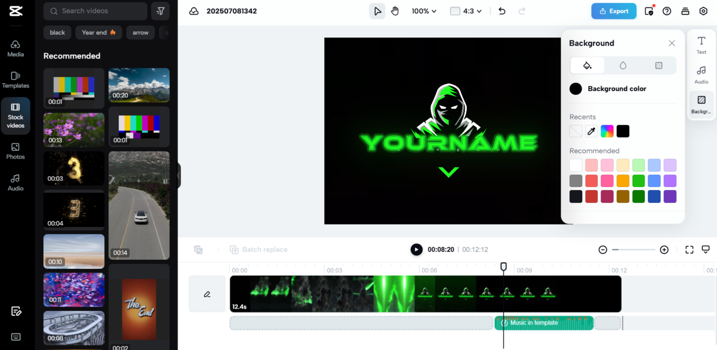 Interfaz de CapCut Web: la mejor herramienta para editar plantillas de animación de logotipos
