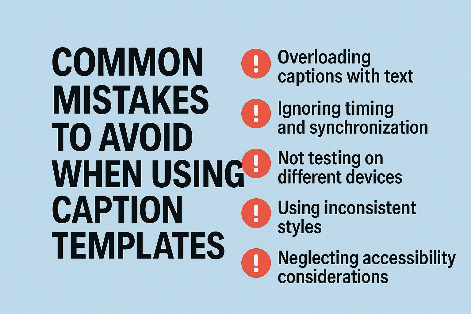 Mistakes to avoid when using caption templates
