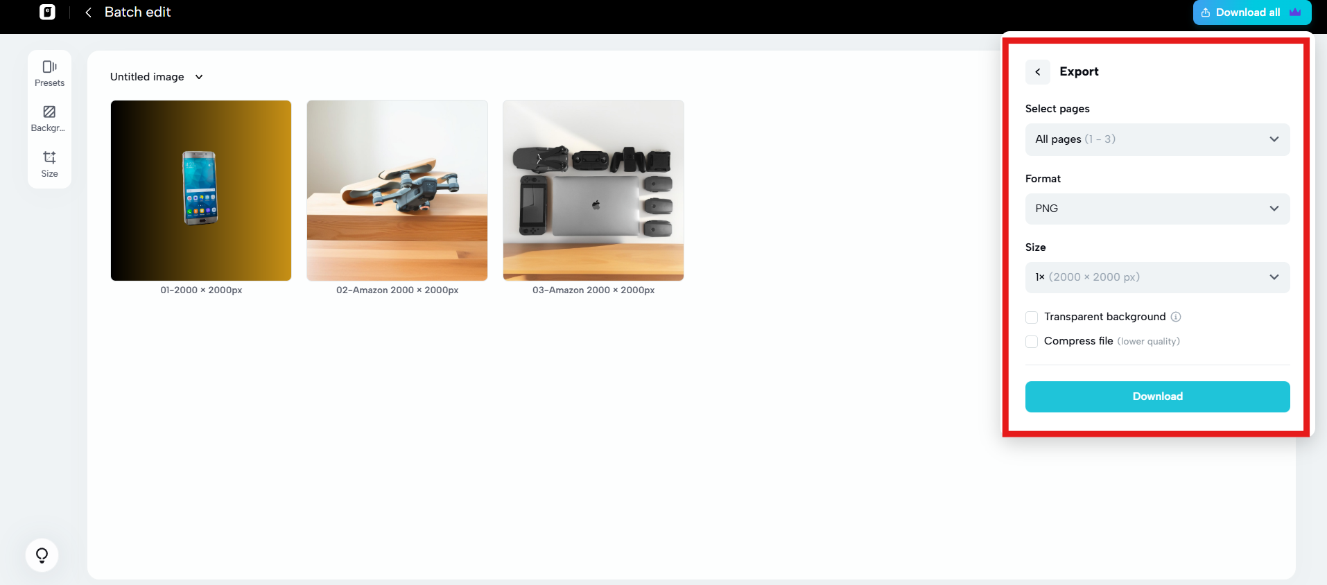 Download all the product images