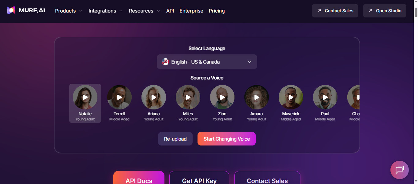 Choosing an AI voice in Murf AI