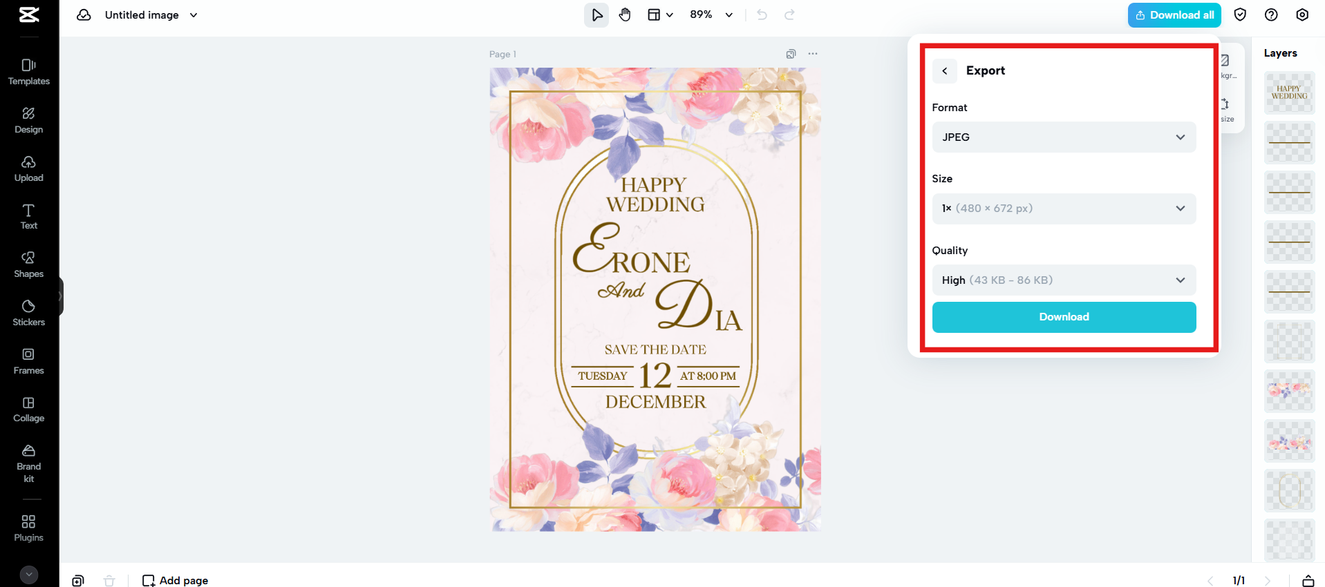 Finalize and download