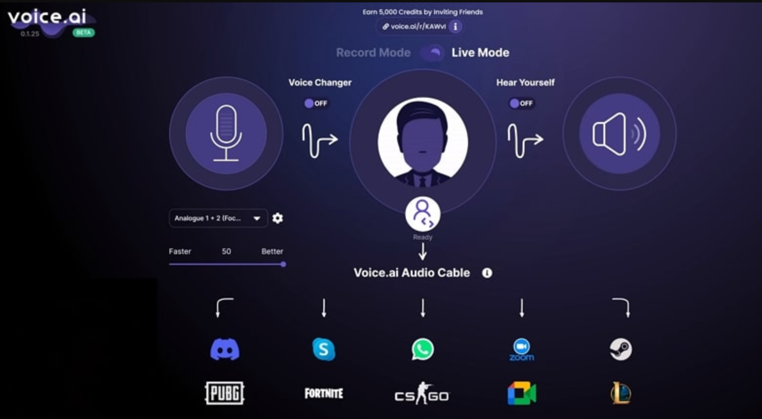 Interface of Voice.ai - the most liked RVC voice changer