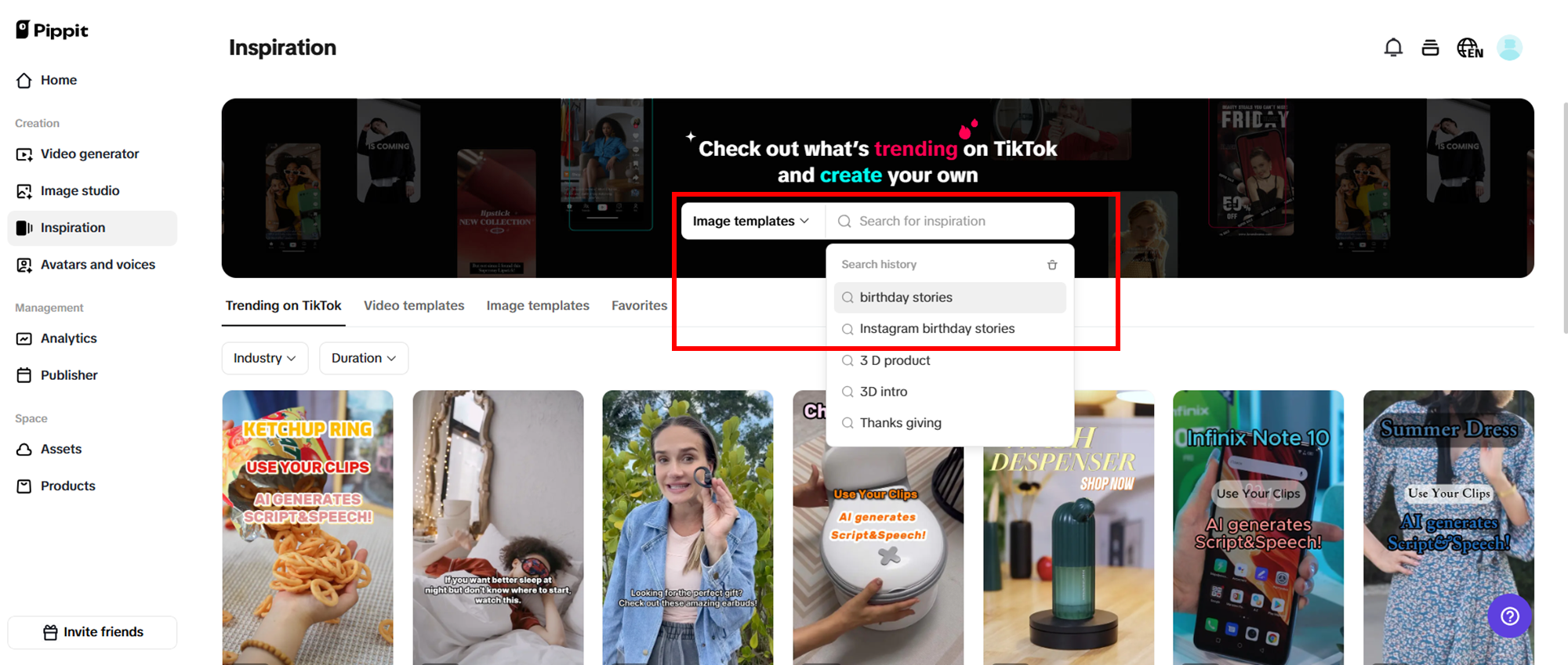 Navigate inspiration to get started