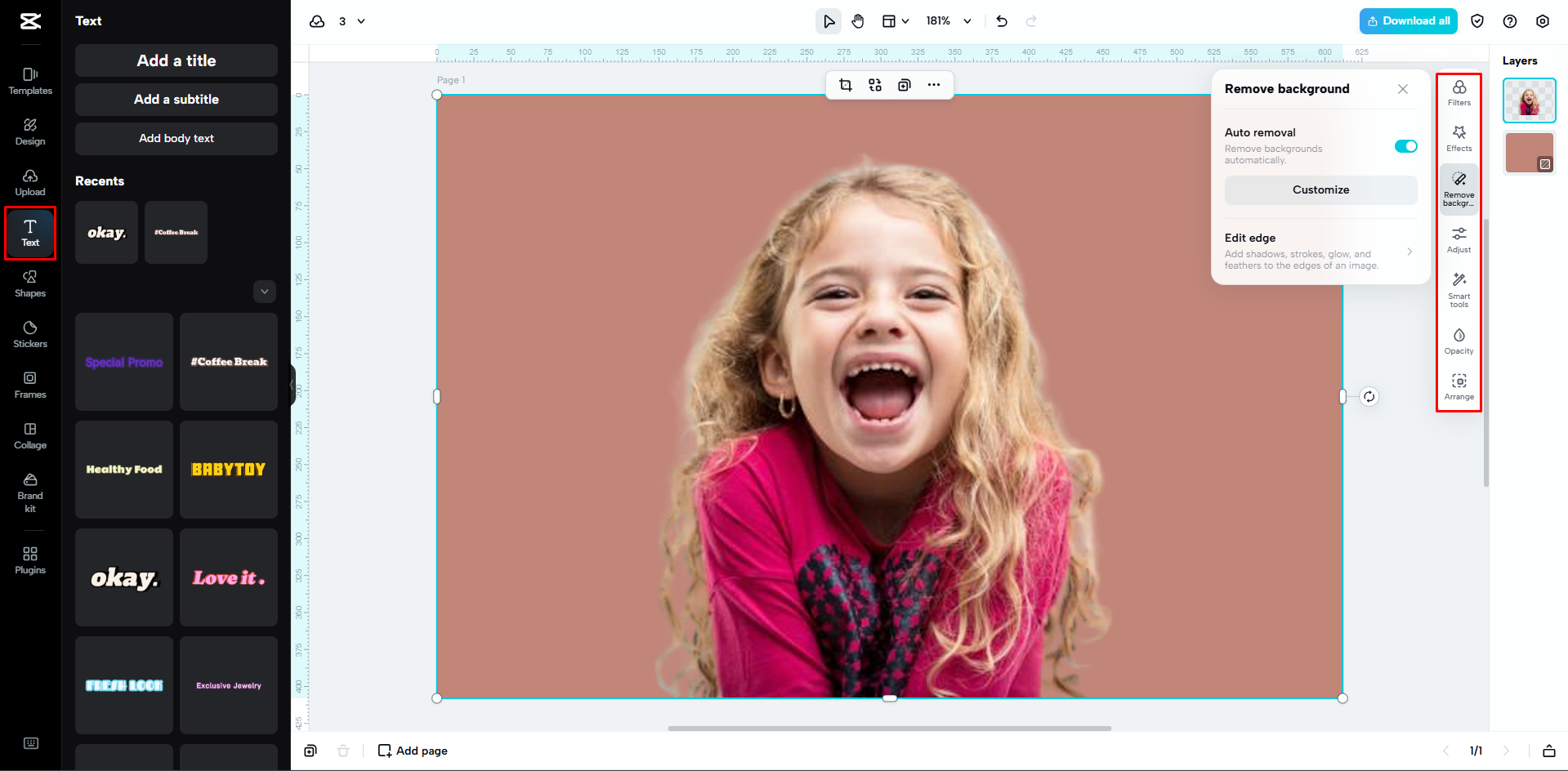Editando una imagen con las herramientas de CapCut Web