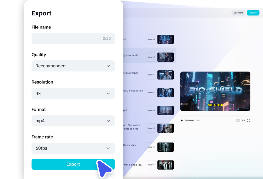  Export the movie to CapCut AI-generated movie trailers