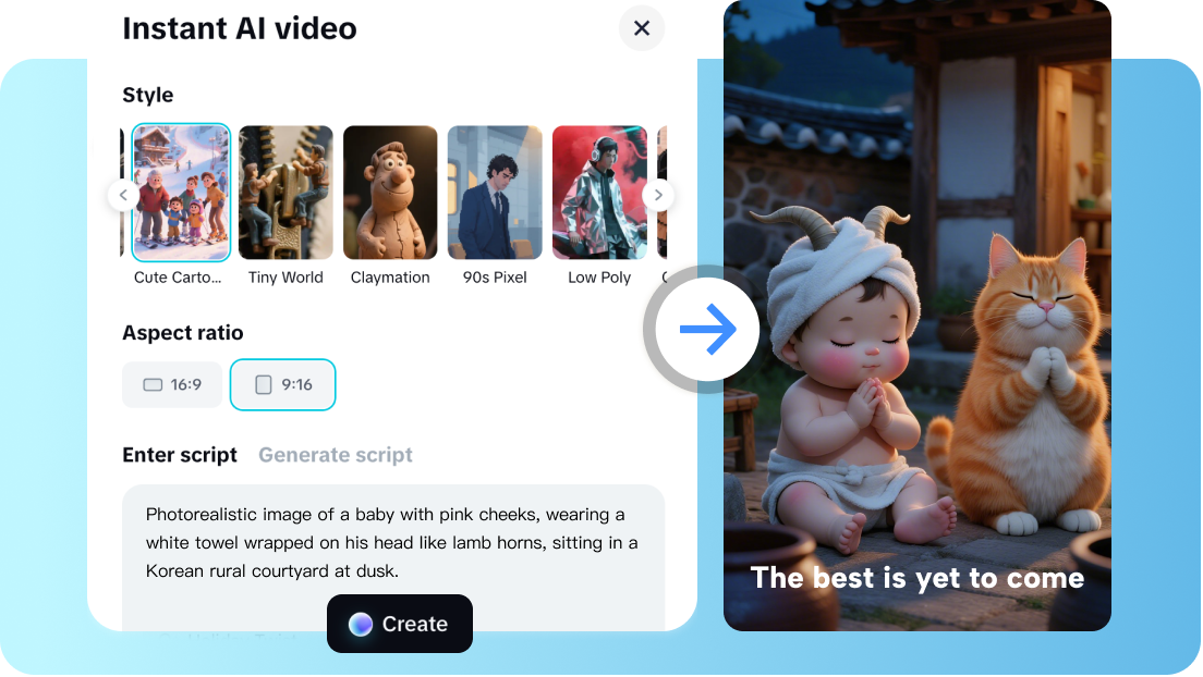One-click creation with CapCut's AI video maker agent