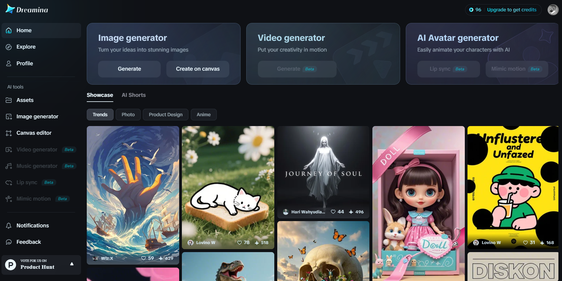 Dreamina interface