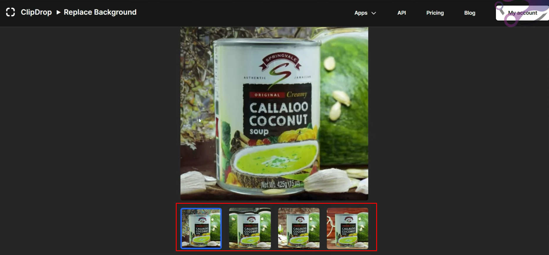 Generating a new background with Clipdrop