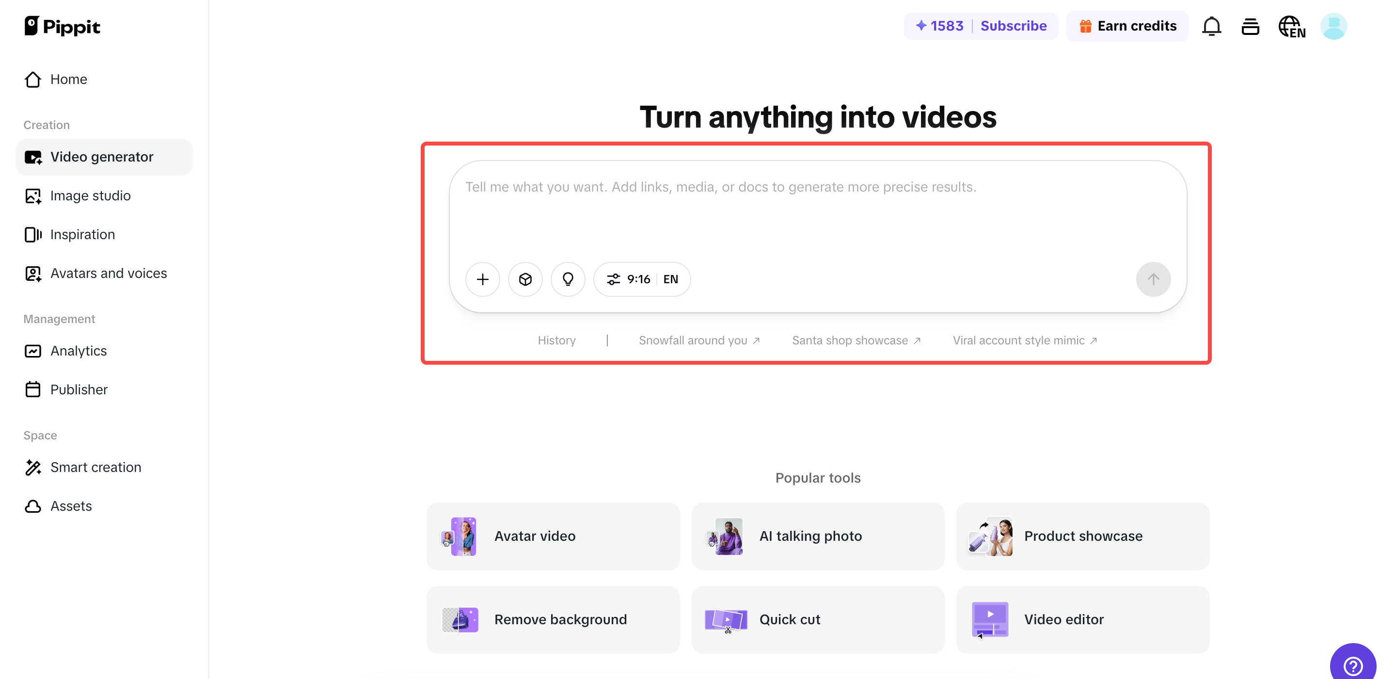Access the video generator